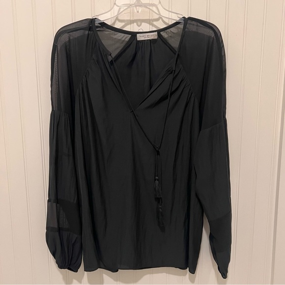 Elegant Black Sheer Blouse Ramy Brook M Tunic - Picture 1 of 7